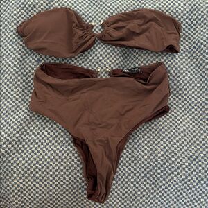 Zara Chocolate Brown Strapless Bikini Set